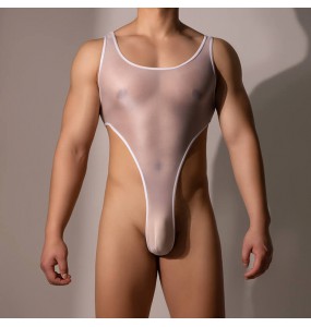 Feeetmoi - Men's Sheer Bodysuit (White)